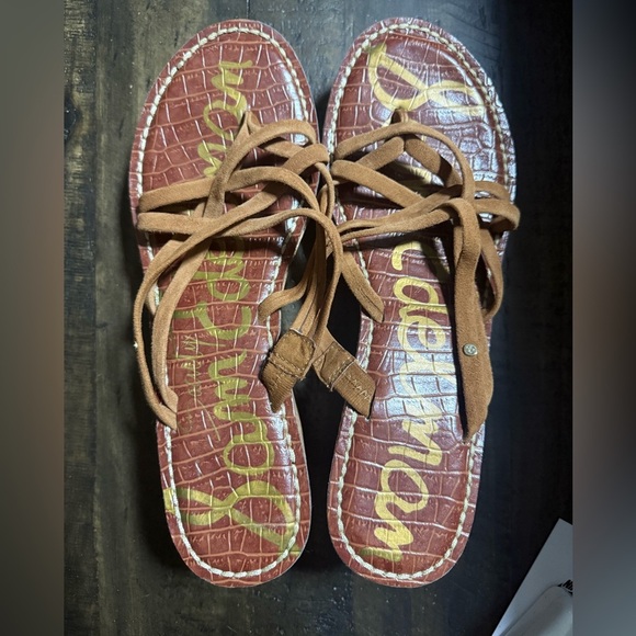 Sam Edelman Women's Size 10 Reana Brown Leather Wedge Sandals - Picture 1 of 5